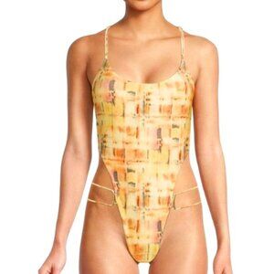 CULT GAIA Xen Abstract Print One Piece Swimsuit Size Medium